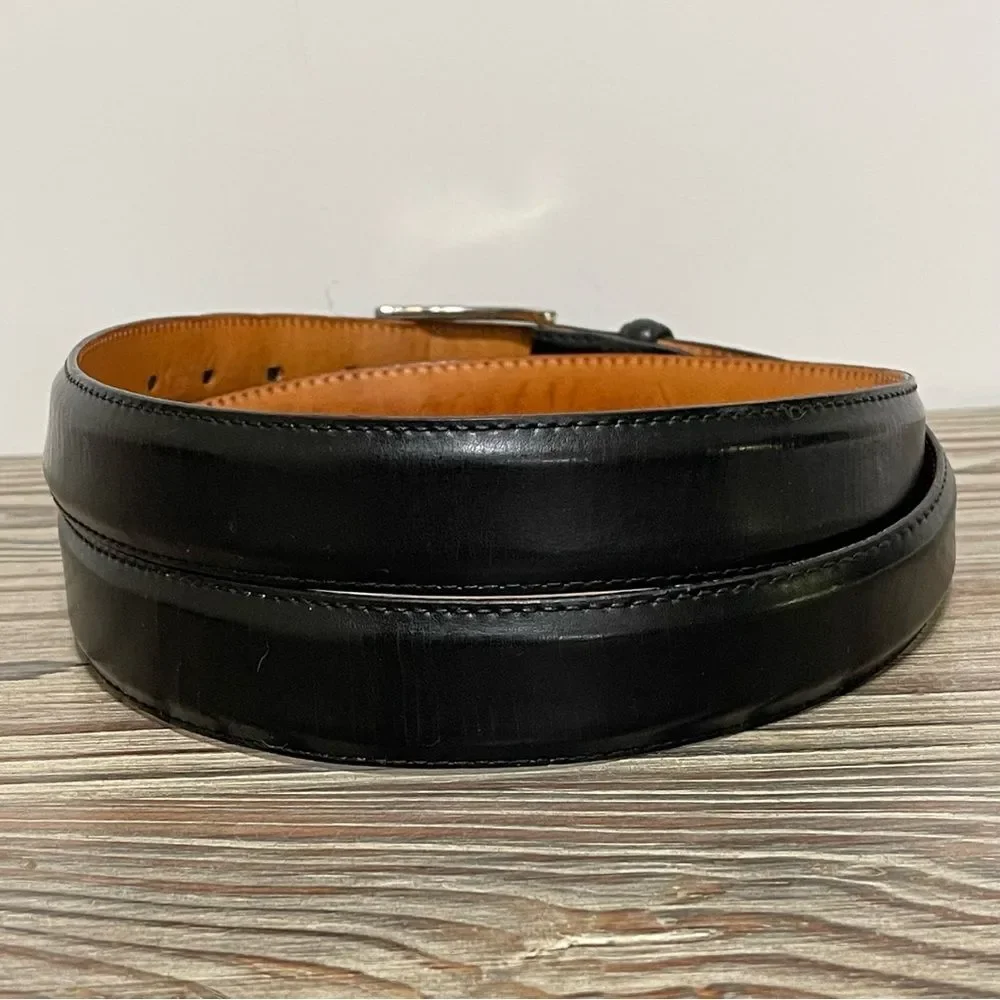 Vintage Martin Dingman Black Milled Finish Leather Belt Men 42 Hand Made in USA